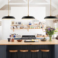 NUVO Lighting 60-7487 Colony, 1-Light, Large Pendant, Matte Black with Burnished Brass