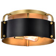 NUVO Lighting 60-7840 Altos 3 Light Semi Flush, 14in, Matte Black and Natural Brass Finish