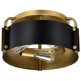 NUVO Lighting 60-7840 Altos 3 Light Semi Flush, 14in, Matte Black and Natural Brass Finish