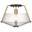 NUVO Lighting 60-7683 Starlight, 1-Light Semi Flush Mount, Medium Base, 60W, Matte Black Finish, Clear Seeded Glass