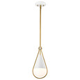 NUVO Lighting 60-7922 Admiral 1-Light Pendant, 6in, Matte White and Natural Brass Finish, White Opal Glass
