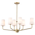 NUVO Lighting 60-7886 Cordello 6 Light Island Pendant, Vintage Brass Finish, Etched White Opal Glass