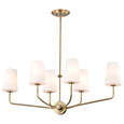 NUVO Lighting 60-7886 Cordello 6 Light Island Pendant, Vintage Brass Finish, Etched White Opal Glass
