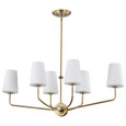 NUVO Lighting 60-7886 Cordello 6 Light Island Pendant, Vintage Brass Finish, Etched White Opal Glass
