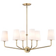 NUVO Lighting 60-7886 Cordello 6 Light Island Pendant, Vintage Brass Finish, Etched White Opal Glass