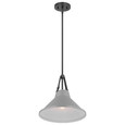 NUVO Lighting 60-7646 Zelda, 1-Light Pendant, Medium Base, 60W, Black Finish, Gray Metal Shade, Faux Leather Straps
