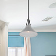 NUVO Lighting 60-7646 Zelda, 1-Light Pendant, Medium Base, 60W, Black Finish, Gray Metal Shade, Faux Leather Straps