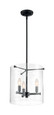 NUVO Lighting 60-7287 Bransel, 3 Light, Pendant Fixture, Matte Black Finish with Clear Seeded Glass