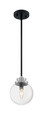 NUVO Lighting 60-7131 Axis, 1-Light, Pendant Fixture, Matte Black Finish with Brushed Nickel Accents, Clear Glass