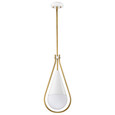 NUVO Lighting 60-7923 Admiral 1-Light Pendant, 10in, Matte White and Natural Brass Finish, White Opal Glass