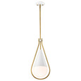 NUVO Lighting 60-7923 Admiral 1-Light Pendant, 10in, Matte White and Natural Brass Finish, White Opal Glass