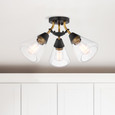 NUVO Lighting NUV-60-7684 Starlight - 3 Light Semi Flush Mount - Medium Base - 60 Watt - Matte Black Finish - Clear Seeded Glass