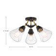 NUVO Lighting 60-7684 Starlight, 3 Light Semi Flush Mount, Medium Base, 60W, Matte Black Finish, Clear Seeded Glass