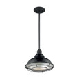NUVO Lighting NUV-60-7004 Newbridge - 1 Light - Large Pendant Fixture - Gloss Black Finish with Silver and Textured Black Accents