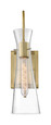 NUVO Lighting 60-6857 Bahari, 1-Light, Wall Sconce Fixture, Vintage Brass Finish with Clear Glass
