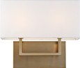 NUVO Lighting 60-6717 Tribeca, 2 Light, Vanity, Burnished Brass Finish with White Linen Shade