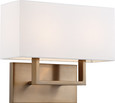 NUVO Lighting NUV-60-6717 Tribeca - 2 Light - Vanity - Burnished Brass Finish with White Linen Shade