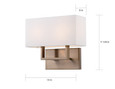 NUVO Lighting 60-6717 Tribeca, 2 Light, Vanity, Burnished Brass Finish with White Linen Shade