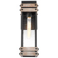NUVO Lighting 60-7541 Homestead, 1-Light, Medium Wall Lantern, Matte Black & Wood Finish with Clear Seeded Glass