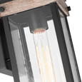 NUVO Lighting 60-7541 Homestead, 1-Light, Medium Wall Lantern, Matte Black & Wood Finish with Clear Seeded Glass