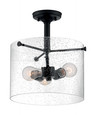 NUVO Lighting 60-7288 Bransel, 3 Light, Semi-Flush Fixture, Matte Black Finish with Clear Seeded Glass