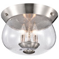 NUVO Lighting 60-7808 Boliver 3 Light Flush Mount, Brushed Nickel Finish, Clear Seeded Glass