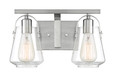 NUVO Lighting 60-7112 Skybridge, 2 Light, Vanity Fixture, Brushed Nickel Finish with Clear Glass