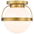 NUVO Lighting 60-7780 Lakeshore 1-Light Small Flush, Natural Brass Finish, White Opal Glass