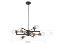 NUVO Lighting 60-6976 Intention, 6 Light, Chandelier, Warm Brass and Black Finish