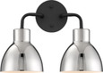 NUVO Lighting 60-6772 Sloan, 2 Light, Vanity, Matte Black Finish with Polished Nickel Shade