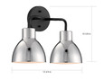 NUVO Lighting 60-6772 Sloan, 2 Light, Vanity, Matte Black Finish with Polished Nickel Shade