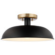 NUVO Lighting 60-7491 Colony, 1-Light, Small Semi-Flush Mount Fixture, Matte Black with Burnished Brass
