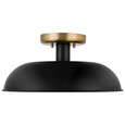 NUVO Lighting 60-7491 Colony, 1-Light, Small Semi-Flush Mount Fixture, Matte Black with Burnished Brass