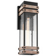 NUVO Lighting 60-7542 Homestead, 1-Light, Large Wall Lantern, Matte Black & Wood Finish with Clear Seeded Glass