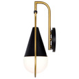 NUVO Lighting 60-7901 Admiral 1-Light Wall Sconce, Matte Black and Natural Brass Finish, White Opal Glass