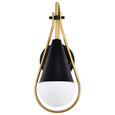 NUVO Lighting 60-7901 Admiral 1-Light Wall Sconce, Matte Black and Natural Brass Finish, White Opal Glass