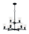 NUVO Lighting NUV-60-7289 Bransel - 9 Light - Chandelier Fixture - Matte Black Finish with Clear Seeded Glass