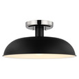 NUVO Lighting 60-7492 Colony, 1-Light, Small Semi-Flush Mount Fixture, Matte Black with Polished Nickel