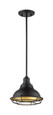 NUVO Lighting 60-7013 Newbridge, 1-Light, Small Pendant Fixture, Dark Bronze Finish with Gold Accents