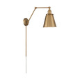 NUVO Lighting 60-7367 Bayard Swing Arm Lamp, Burnished Brass with Switch