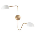 NUVO Lighting 60-7394 Trilby, 2 Light, Wall Sconce Matte White with Burnished Brass