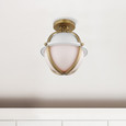 NUVO Lighting 60-7663 Lincoln, 1-Light Semi Flush Mount, Medium Base, 60W, Matte White Finish, White Opal Glass