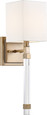 NUVO Lighting 60-6681 Thompson, 1-Light, Wall Sconce, Burnished Brass Finish with White Linen Shade