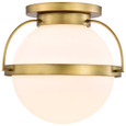 NUVO Lighting NUV-60-7782 Lakeshore 1 Light Large Flush - Natural Brass Finish - White Opal Glass