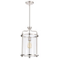 NUVO Lighting 60-7955 Yorktown 1-Light Pendant, Polished Nickel Finish, Clear Glass