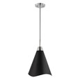 NUVO Lighting 60-7475 Tango, 1-Light, Medium Pendant, Matte Black with Polished Nickel