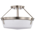 NUVO Lighting 60-7763 Rowen 3 Light Semi Flush, Brushed Nickel Finish, Etched White Glass