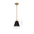 NUVO Lighting 60-7408 Dover, 1-Light, Small Pendant, Black with Vintage Brass