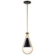 NUVO Lighting 60-7903 Admiral 1-Light Pendant, 10in, Matte Black and Natural Brass Finish, White Opal Glass