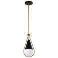 NUVO Lighting 60-7903 Admiral 1-Light Pendant, 10in, Matte Black and Natural Brass Finish, White Opal Glass